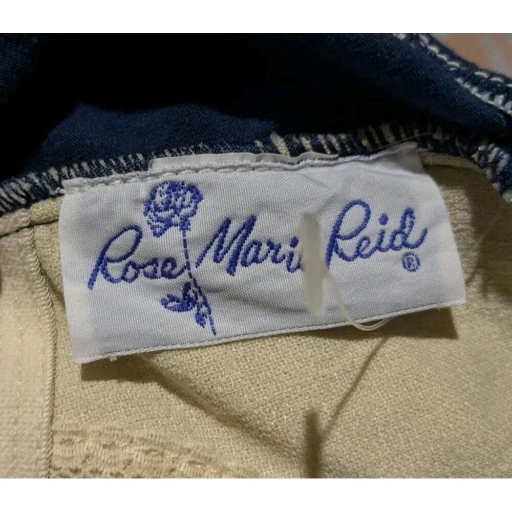 VTG Rose Marie Reid 1 Piece Cotton Blend Stripe Lined Swimsuit High Leg Low Back